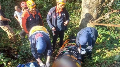 Rize'de ağaç altında kalan vatandaş, ekiplerin zamanında müdahalesiyle kurtarıldı