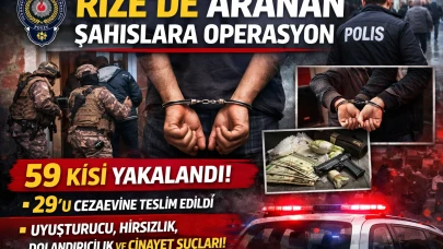 Rize'de aranan 59 şahıs yakalandı