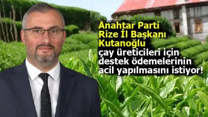 Anahtar Parti Rize İl Başkanı Kutanoğlu, çay üreticileri için destek ödemelerinin acil yapılmasını istiyor!