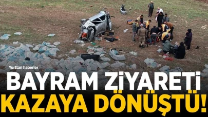 Bayram ziyaretine giden aile şarampole uçtu