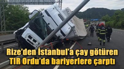 Rize’den İstanbul’a çay götüren TIR Ordu’da kaza yaptı