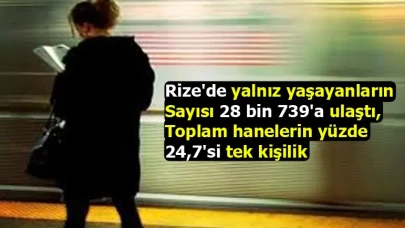 Rize'de yalnız yaşayanların sayısı 28 bin 739'a ulaştı, toplam hanelerin yüzde 24,7'si tek kişilik