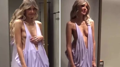 Sütyensiz Elbisesiyle Podyuma Çıkan Elle Ferguson Sosyal Medyada Gündem Oldu