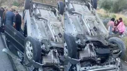 Kızlarını üniversiteye götüren ailenin otomobili takla attı: 3 yaralı
