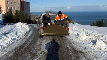 Vakfıkebir'de karla mücadele: Ekipler yolları yeniden açmak için gece gündüz çalışıyor