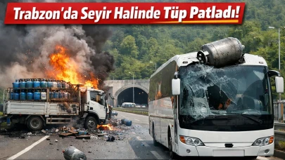 Trabzon’da Seyir Halindeki Kamyonda Tüp Patladı