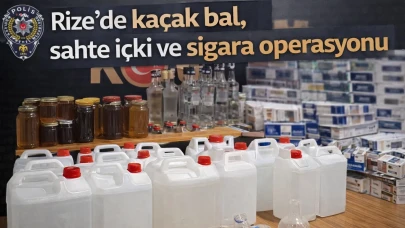 Rize'de kaçak bal, sahte içki ve sigara operasyonu