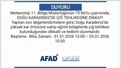 Doğu Karadeniz İçin Çığ Uyarısı: AFAD’dan Vatandaşlara Dikkat Çağrısı