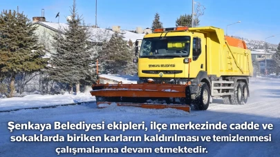 Şenkaya'da Belediyesi kar temizliğiyle ulaşım güvenliğini artırıyor
