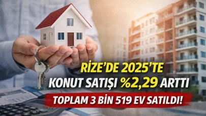 Rize'de 2025'te konut satışı yüzde 2,29 arttı, toplam 3 bin 519 ev satıldı