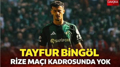 Tayfur Bingöl Rize maçı kadrosunda yok
