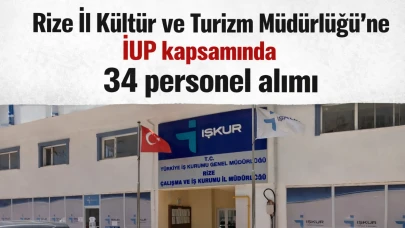 Rize İl Kültür ve Turizm Müdürlüğü’ne İUP kapsamında 34 personel alımı