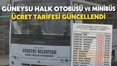 Güneysu'da Halk Otobüsü ve Minibüs Ücretleri Yenilendi!