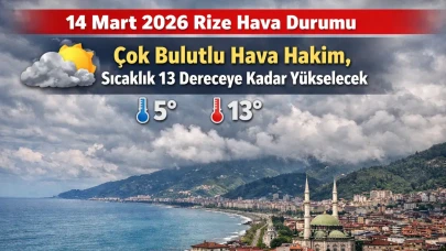 Rize'de 14 Mart 2026'da Hava Durumu: Çok Bulutlu, Sıcaklık 13 Dereceye Ulaşacak