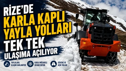 Rize'de karla kaplı yayla yolları tek tek ulaşıma açılıyor