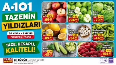 A101'den Taze Yıldızlar: 30 Nisan - 3 Mayıs Tarihleri Arası Fırsatlar Kataloğu Yayınlandı!