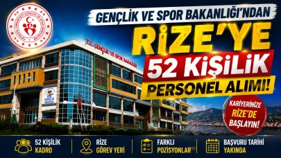 Gençlik ve Spor Bakanlığı’ndan Rize’ye 52 Kişilik Personel Alımı