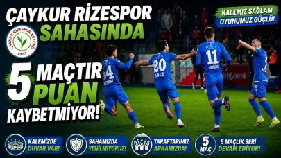 Çaykur Rizespor, sahasında 5 maçtır puan kaybetmiyor