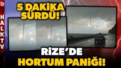 RİZE'DE YÜREKLER AĞZA GELDİ! Kıyıya 100 metre yaklaşan hortum 5 dakika sürdü! İşte o korkutan anlar