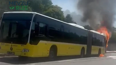Megakentte dehşete neden olan olay! İETT otobüsü alevler içinde kaldı!