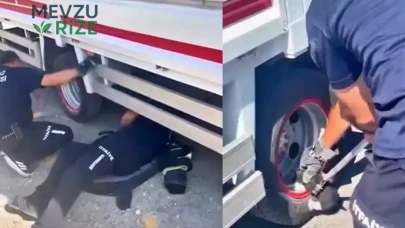 Elazığ'da kamyonet tekerine sıkışan yavru kedi itfaiye tarafından kurtarıldı