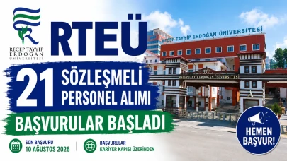 Recep Tayyip Erdoğan Üniversitesi 21 Sözleşmeli Personel Alacak: Başvurular Başladı