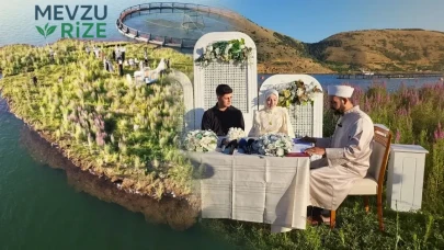 Adıyaman Çelikhan yüzen adalarda ilk nikah töreni yapıldı