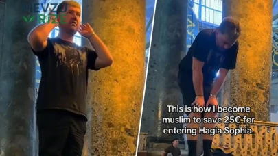 Ukraynalı Turistin Ayasofya'daki Anları Sosyal Medyada Fırtına Yarattı!