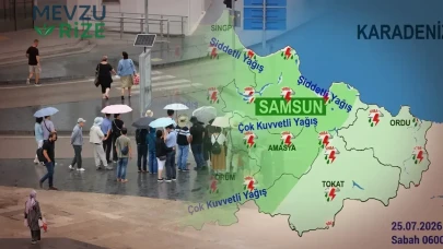 Samsun Yağışta Zirveye Yaklaştı: Son 24 Saatte Ülke Genelinde İkinci Sırada!