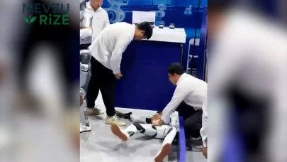 Dünya İnsansı Robot Oyunları'nda Robot Kontrolünü Kaybederek Yere Düştü