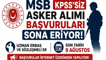 MSB KPSS’siz Asker Alımı Başvuruları Sona Eriyor! Uzman Erbaş ve Sözleşmeli Er İçin Son Tarih 9 Ağustos