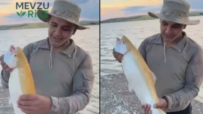 Elazığ'da Keban Barajı'nda Eşine Az Rastlanan Sarı Albino Alabalık Tutuldu!