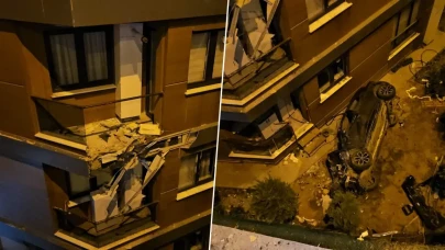 Eyüpsultan'da akılalmaz kaza: Otomobil binanın üçüncü katına çarpıp bahçeye düştü