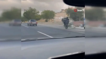 Nevşehir'de tek teker üzerinde ilerleyen motosikletliye ceza yağdı