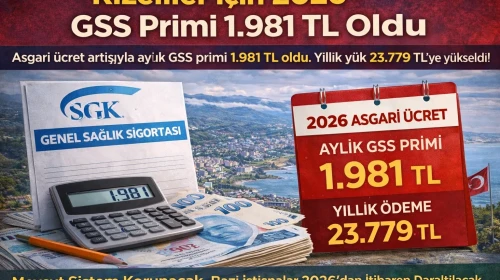 Rizeliler İçin 2026 GSS Primi 1.981 TL Oldu