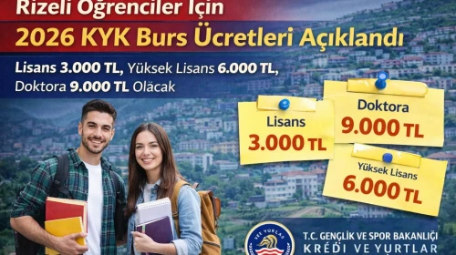 Rizeli Öğrenciler İçin 2026 KYK Burs Ücretleri Açıklandı