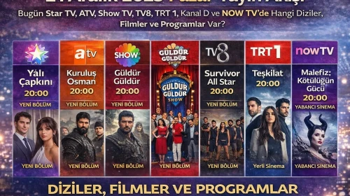 21 Aralık 2025 Pazar Yayın Akışı: Star TV, ATV, Show TV, TV8, TRT 1, Kanal D ve NOW TV’de Bugün Hangi Diziler, Filmler ve Programlar Var?
