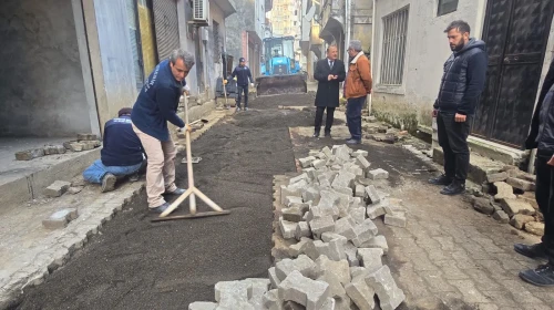 Vakfıkebir'de parke taşı döşeme çalışmalarıyla mahalle yaşam kalitesi artıyor