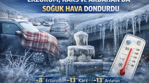 Erzurum, Kars ve Ardahan'da dondurucu soğuklar etkili, yaşam olumsuz etkilendi