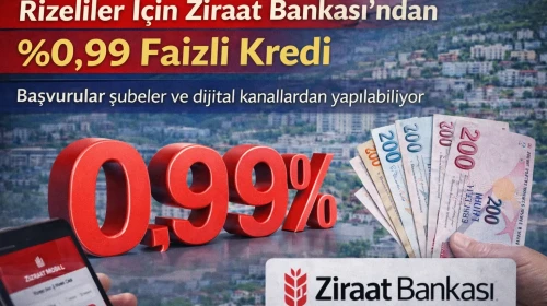 Rizeliler İçin Ziraat Bankası’ndan %0,99 Faizli Kredi