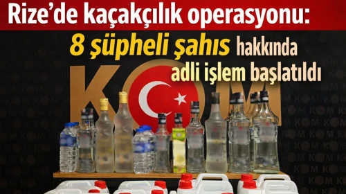 Rize’de kaçakçılık operasyonu: 8 şüpheli şahıs hakkında adli işlem başlatıldı