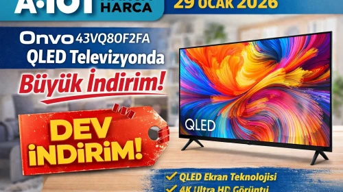 A101'den Onvo 43VQ80F2FA QLED Televizyonda Büyük İndirim! [29 Ocak 2026]
