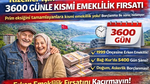 Rizeliler İçin 3600 Günle Kısmi Emeklilik Fırsatı