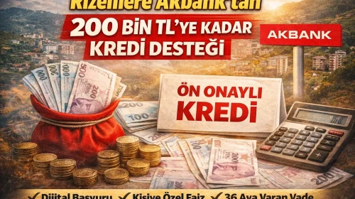 Rizelilere Akbank’tan 200 Bin TL’ye Kadar Kredi Desteği