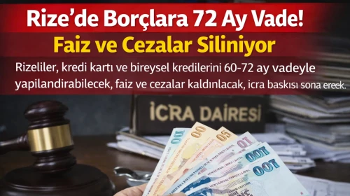 Rizelilere 60-72 Ay Vadeli Borç Yapılandırma Müjdesi
