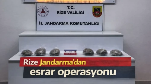 Rize'de Jandarma, araçta 842 gram esrar ele geçirdi!