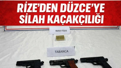 Rize'den Düzce'ye kaçak silah ve mermilerle yakalanan şüpheli gözaltında