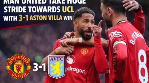 Man United take huge stride towards UCL with 3-1 Aston Villa win