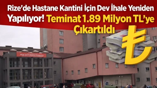 Rize’de Hastane Kantini İçin Dev İhale Yeniden Yapılıyor! Teminat 1.89 Milyon TL’ye Çıkarıldı