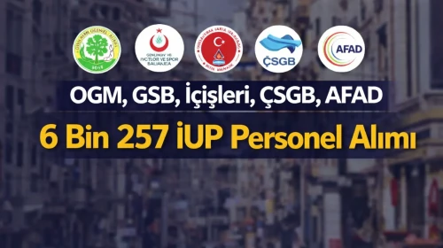 OGM, GSB, İçişleri, ÇSGB, AFAD: 6 Bin 257 İUP Personel Alımı